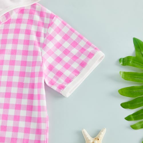 Image of Girls Boys Hooded Terry Coverups One Piece Swimsuits Summer Striped Trim Zip Up Short Sleeve Swim Cover Up Beachwear