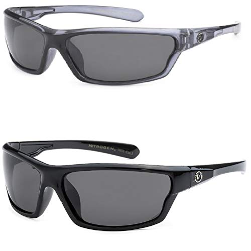 Nitrogen 7032 Polarized 2 & 3 Pack Sunglasses (2 Pack 1- Black & 1- Grey)