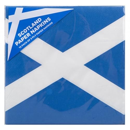 PMS Pack of 12 Scotland Paper Napkins 3-Ply Disposable Party Napkins with Saltire Flag Design Perfect for St Andrews Day Scottish Events & Celebrations