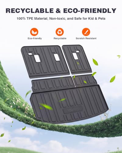Image of Trunk Mat for 2024-2027 Chevy Traverse & GMC Acadia, 2025-2027 Buick Enclave, TPE All Weather Cargo Liner with Backrest Mats, Custom Fit Edge-to-Edge Rear Cargo Protection
