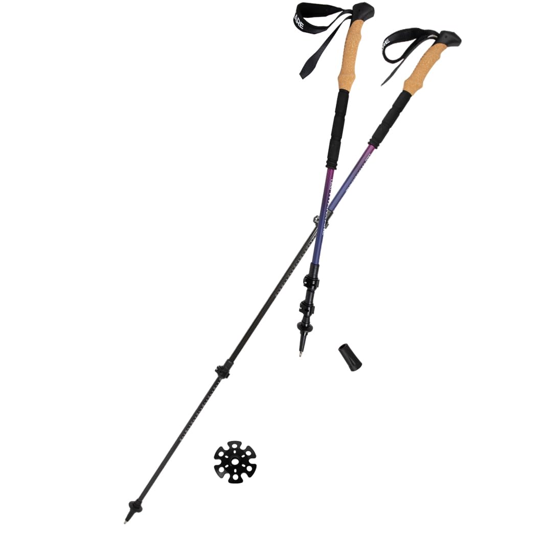 Bastones de senderismo para caminar – Bastones de senderismo con agarre de corcho para mujeres y hombres, bastones de marcha nórdica para personas mayores, ultraligeros, plegables, equipo de