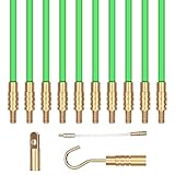 Fiberglass Wire Running Kit 11ft, A-KARCK Fish Tape Cable Rod Snake Tool for Wall Wiring, Bright...