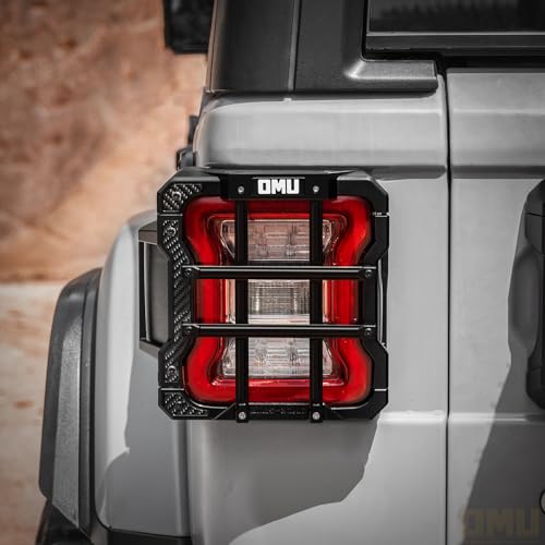 OMU Genesis Series Aluminum Tail Light Cover Compatible with 2018-2024 Jeep Wrangler JL, Protector Cover Tail Light Lamps Protected Trim Guards