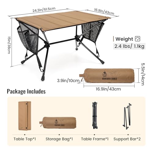 ONETIGRIS VENTARA Lightweight Camping Table, Portable Foldable Design, Weighs Just 2.4 lbs, Ideal for Camping, Hiking, Backpacking, Picnics, Beaches, and Travel - Image 3
