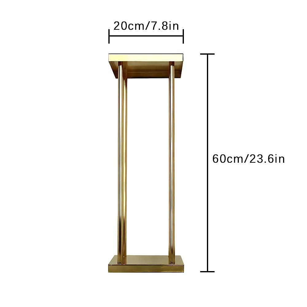 Vincidern 4PCs Metal Flower Floor Vase Stand for Wedding Decorations, Geometric Flower Column Stand, Flower Display Rack, Rectangular Frame Box for Wedding Party Decoration (23.6 inch Tall)