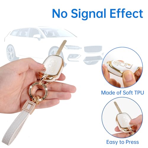 image for CACARLIKE Toyota Key Fob Cover with Leather Lanyard, Compatible with 2