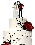 Ebros Day Of The Dead Wedding Skeleton Bride & Groom Holding I Do Sign Figurine Cake Topper 6'H Love Never Dies Wedding Ceremony Skeleton Lovers Statues