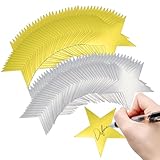 80 Stück groß Sterne Papier, deko Sterne zum aufhängen, Glitzer Star Cutouts, papiersterne Sternausschnitten Sternausschnitte 15cm Brett Klassenzimmer Wand Party (Gold & Silber)