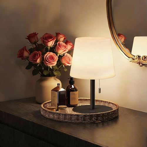 LED Akku Tischlampe Kabellos - Warmweiß & Mehrfarbige RGB Dimmbar, IP44 Wasserdicht, Ideal für Outdoor, Garten, Balkon, Camping, Badezimmer, Haus un