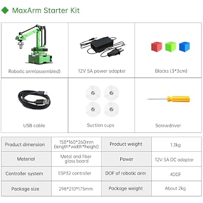 LewanSoul Robotic Arm Kit, MaxArm for Arduino Python Programming ESP32 Open Source Smart Robot Arm with Bus Servo, Suction Nozzle, WiFi Bluetooth Connection, STEM Science Education, Starter Kit