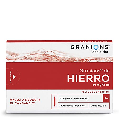 Granions - Hierro - Oligoelemento - Ayuda A Reducir La Fatiga - 30 Ampollas De 2 Ml - 30 Dias - Testado En Laboratorio Y Apto Para Veganos