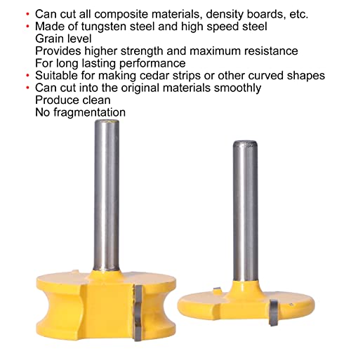 2 peças de brocas de roteador de miçangas e enseadas haste de 1/4 polegada, aço de tungstênio 2 flau