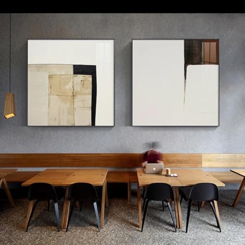 Images d'art mural de couleur abstraite KEBIA duo d'art minimaliste 80x80 cm sans cadre