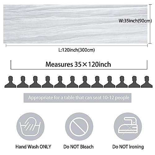 12 Pack 10Ft Cheesecloth Table Runner 35x120 Inch Boho Gauze Table Runner Rustic Cheese Cloth Long Romantic Table Runners for Wedding Bridal Shower Birthday Party Table Decor (White) by Fivenl - Used condition - Image 2