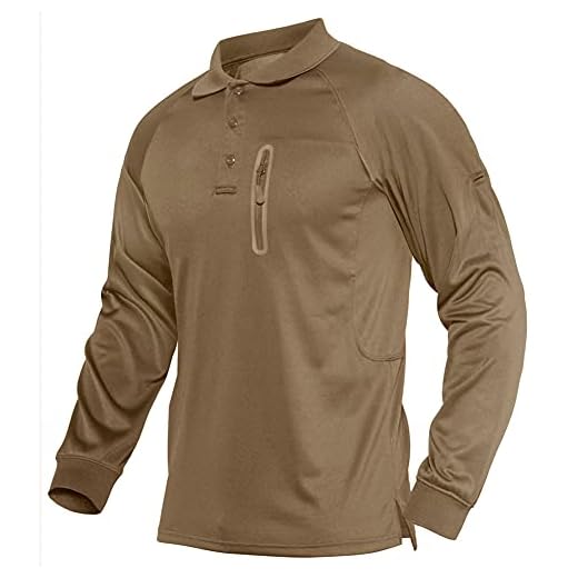 MAGNIVIT Men's Tactical Shirt Performance Tactical Army Polo Cargo Shirts Brown