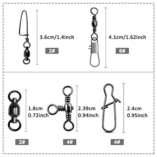 Émerillons de pêche OROOTL : kit de 150 pièces avec moustquetons et roulements - 2