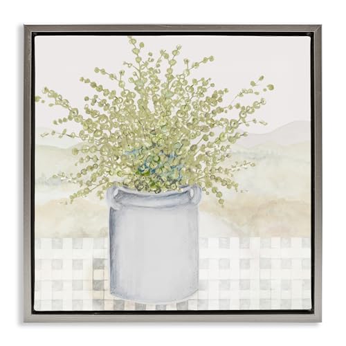 Potted Farm Herbs Botanical, 25 x 25 Inch Canvas in Floater Frame