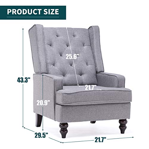 Yoleny Mid Century Accent Chair With Two Sets Of Legs,Linen Fabric Glider Rocker Chair With Padded Seat,Upholstered Single Sofa,Rocking Chair For Living Room, Bedroom,Gray #TOP2
