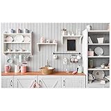 Allenjoy 5x3ft Modern Kitchen Photography Backdrop Wood Panel Wall Cooking Tools Background for Home...
