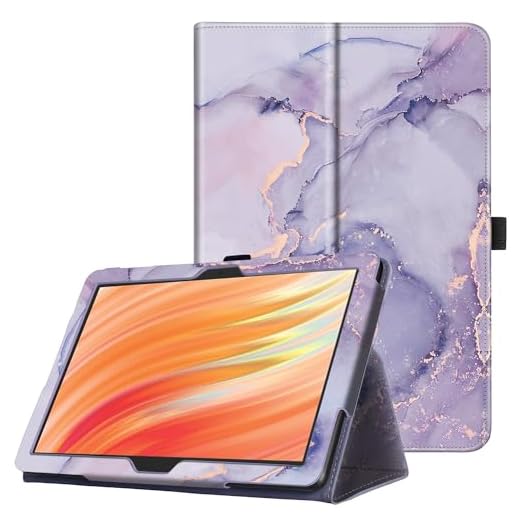 Famavala Folio Case Cover for 10.1" Amazon Fire HD 10 Tablet (11th/13th Generation, 2021/2023 Released), with Auto Wake/Sleep (Purple Marble)