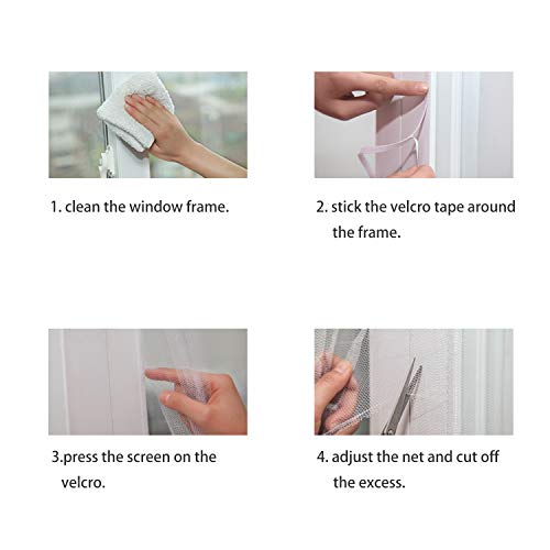 2 Pack Mosquito Net For Windows, Phogary [Upgrade] Fly Window Screen Mesh Insect Netting 1.5M X 2M Bug Bee Mosquito Protector With 3 Rolls Self-Adhesive Tapes [10Mm Wide] White #TOP5