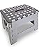 Klapptritt Klapphocker bis 100 Kg Hocker 1 Stufe Haushaltsleiter Einstieg Trittstufe Tritthocker (Grau / Weiß)