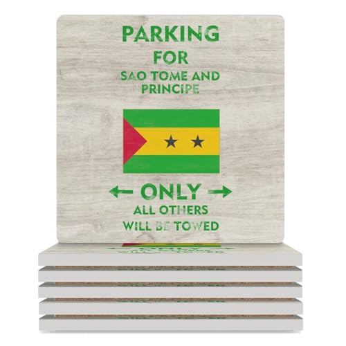 Lot de 6 dessous de verre carrés en forme de drapeau de Sao Tomé et Principe uniquement, tous les autres seront remorqués en céramique, tapis de verre, table basse, dessous de verre en liège, convient