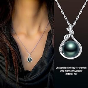 Tahitian black pearl necklace mothers day gifts for mom wife women girlfriend her on valentines day gifts for her gifts anniversary christmas day gifts birthday day gifts jewelry for women  urban country home decor