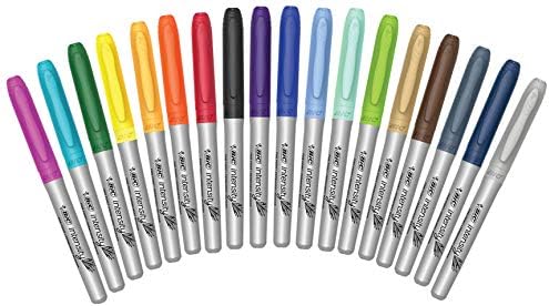 Bic Intensity Colored Markers, Fashion Permanent Markers Assorted Colors Bulk Pack of 18 Bright Colors, Fine Point, Assorted Colors for Adults, Kids, Women & Men. (GPMP18IG-A-AST)