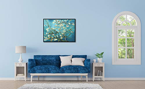 Wieco Art Framed Art Almond Blossom Floral Canvas Prints of Van Gogh Famous Oil Paintings Reproduction Flowers Pictures on Canvas Wall Art for Bedroom Home Decorations Black by Wieco Art - Used condition - Image 3