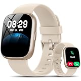 Smartwatch Damen Herren, 1.83' Fitness Tracker mit Alexa/Bluetooth Anrufen, 120+Sportmodi Fitnessuhr mit Herzfrequenz/Schlafmonitor/Schrittzähler, IP68 Wasserdicht Smart Watch für Sport, Cremeweiß