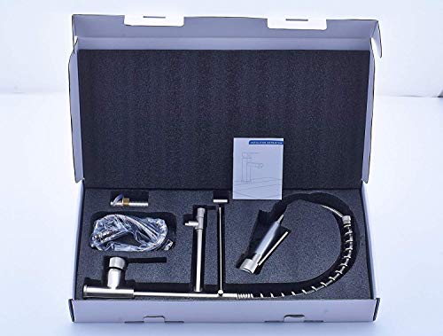 Fapully Contemporary Spring Single Handle Kitchen Sink Faucet with Pull Down Sprayer, Brushed Nickel - Thumbnail 6