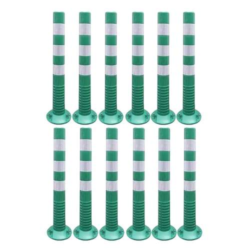 SGKOMN Reflective Flexible Traffic Safety Bollard - Commercial Driveway Barrier Post, Caution Cones Set, Green+white-12 Pcs