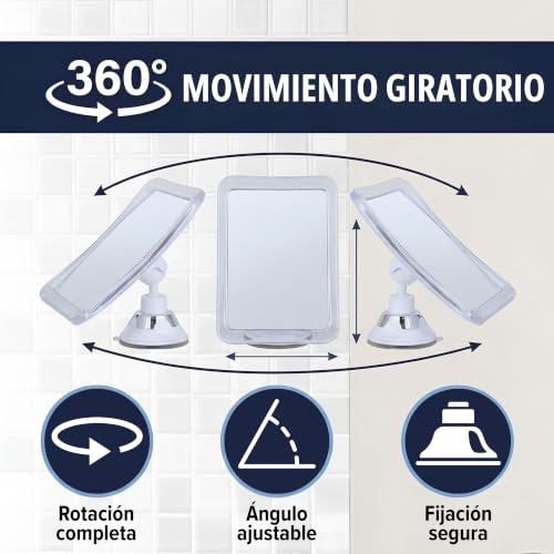 Miniatura 3 de Mirrorvana Espejo De Ducha Antivaho Con Ventosa Para Baño - Espejo Irrompible Para Afeitarse - 16 Cm X 16 Cm