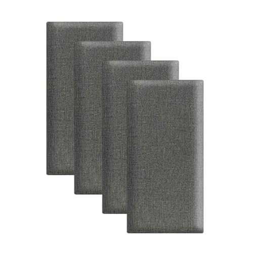 XQZMD Kid's Anti Collision Wall Padding, Wall Mounted Upholstered Headboard, Self-Adhesive 3D Soundproof Panels for King, Queen, and Full-Size Beds, Linen Material (Dark grey)