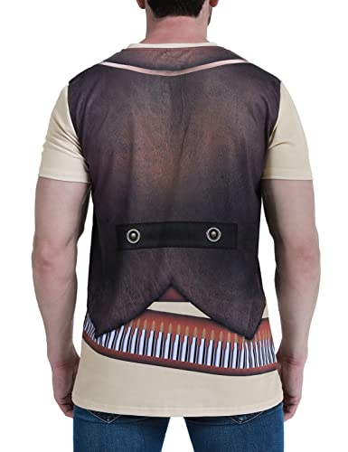 Funny World Mens Western Cowboy Costume T-Shirts Graphic Tee, Xxl, Brown #TOP2