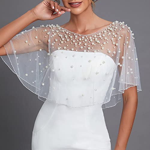 Pearls Wedding Capes Shawl Wrap Shrug Bridal Evening Dress Jackets Flapper Bolero Cover Up for Party Formal2