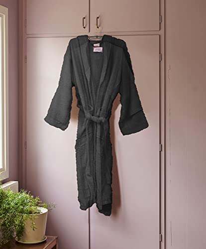 بليس كازا - روب حمام بغطاء للرأس للجنسين - 100% قطن، فائق النعومة، عالية الامتصاص للنساء والرجال - مثالي للاستخدام اليومي، للبالغين من الجنسين، مقاس واحد