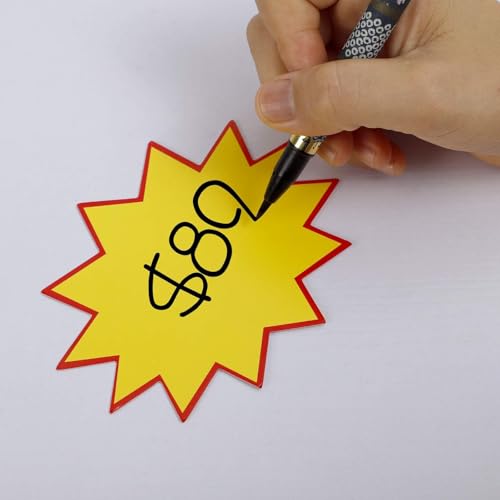 KEILEOHO 1000 PCS Blank Star Retail Sale Signs Sales Price Label, Starburst Signs Sale Price Tags for Stores, Real Estate, Commerce, Garage Sales, Fundraising, 3.5 x 4.7 Inch (Yellow) - Thumbnail 4