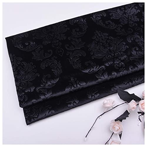 ZHANGZHIPENG Tela De Terciopelo Material De Terciopelo Elástico para Manualidades Tapicería De Ropa Cortina De Confección Cojín Ciego Material De Terciopelo Artesanal, 145 x 100cm(Color:Negro) Cover