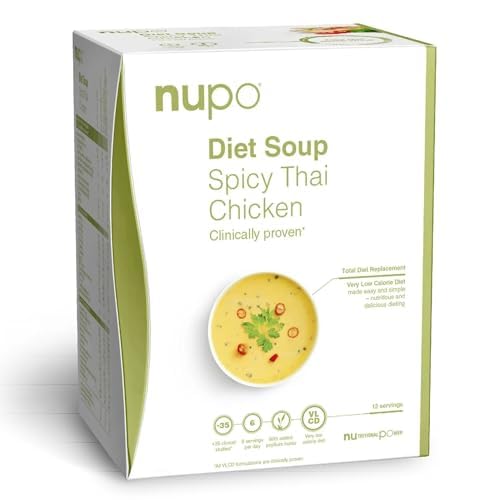 NUPO Diet Soup Spicy Thai Chicken – Premium Diet Soup for Weight Loss, Complete Weight Loss Meal Replacement, 12 Servings, Gluten Free, GMO Free
