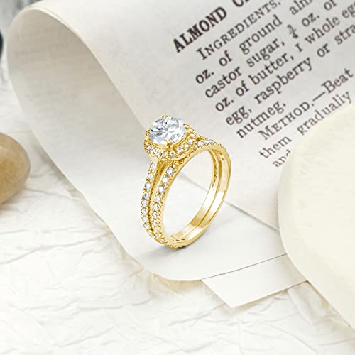 2.8 ct.tw. Round Cut Moissanite Bridal Sets Ring Wedding Engagement Ring Set for Women in 925 Sterling Silver/10k Gold/14k Gold/18k Gold, 2ct Center Moissanite Engagement Ring, Free Engraving Name Ring4