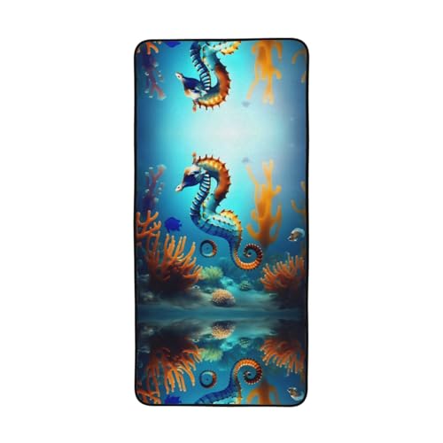 CNTDBU Seabed coral seahorse Coral Velvet Bath Towel 27x55-Soft Absorbent Quick Dry Bath Sheet, Lightweight Waffle Weave Towel for Travel Beach Gym