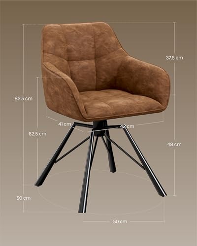 WOLTU-Esszimmerstuhl-drehbar-6er-Set-Kuchenstuhl-Polsterstuhl-Drehstuhl-bequemer-Stuhl-mit-Armlehnen-Ruckenlehne-Armlehnenstuhl-fur-Esszimmer-Wohnzimmer-mit-Kunstlederbezug-Hellbraun | Dealmeister.io Alt tag für bilder post titel