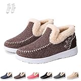 Orthopedic Fleece Slip-On Boots, Women Winter Boots Plush Lined Flat Shoes Non-slip Cozy Fleece Lined Slip-on Loafer (Brown, Large, Adult, Women, 10.5, Numeric, US Footwear Size System, Medium)
