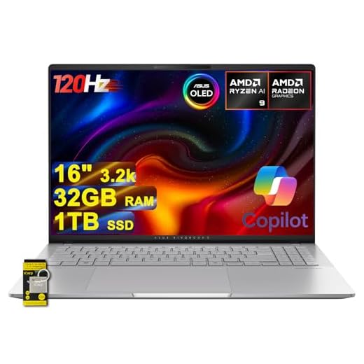 ASUS Vivobook S16 AI Laptop 16" 3.2k OLED 120Hz (600nits 100% DCI-P3) AMD 10-core Ryzen AI 9 365 (Up to 50 Tops) 32GB RAM 1TB SSD for Creator Designer Business Professional Win11 ICP Hub/Copilot+ AI
