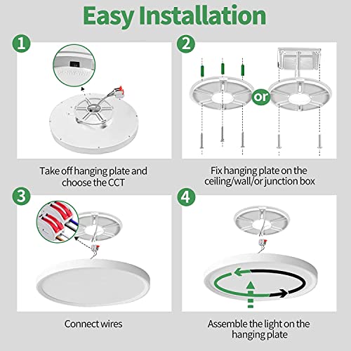 4PK 9 Inch White LED Flush Mount Ceiling Light, 18W, 1860LM, 3000K/4000K/6000K CCT Selectable, Round Flat Panel Light Low Profile Ceiling Light Fitures for Hallway, Kitchen, Bedroom, Laundry Room by FY WISDOM FLY LIGHTING - Image 6