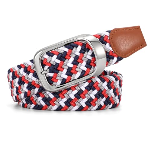 Image of JASGOOD Stretch Belt for Men, Men Women Elastic Woven Braided Belt 1 3 /8 Casual Belt Golf Belt for Jeans Pants