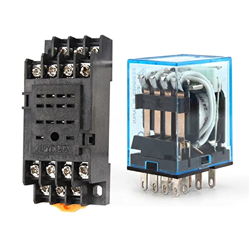 Osgc Intermediate Relay Hh54P My4Nj Micro Small Electromagnetic Relay Ac/Dc 12V 24V Ac110V 220V 380V With 14 Pins Socket Base Pyf14A (Size : Dc 24V) #TOP2