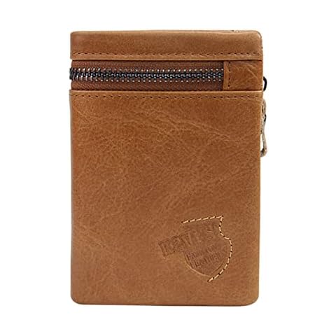 Men's Top Leather Wallet Zipper Card and Coins Holder Purse Cover